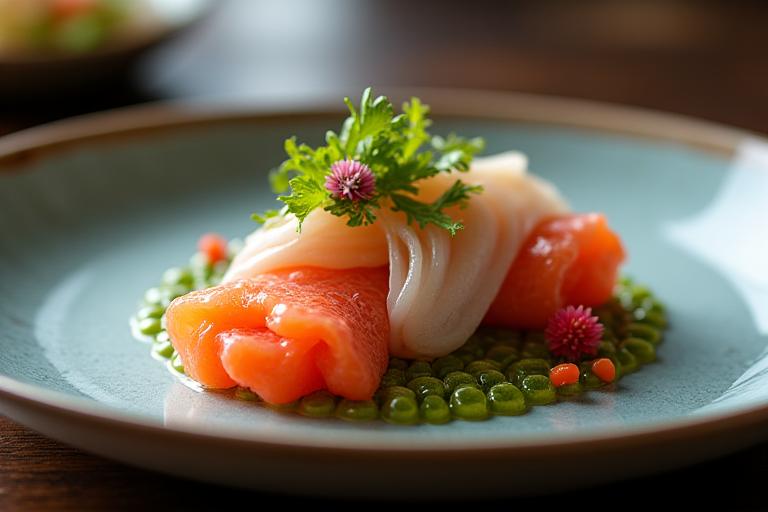 Exquisitely prepared plate of seasonal Kaiseki cuisine.